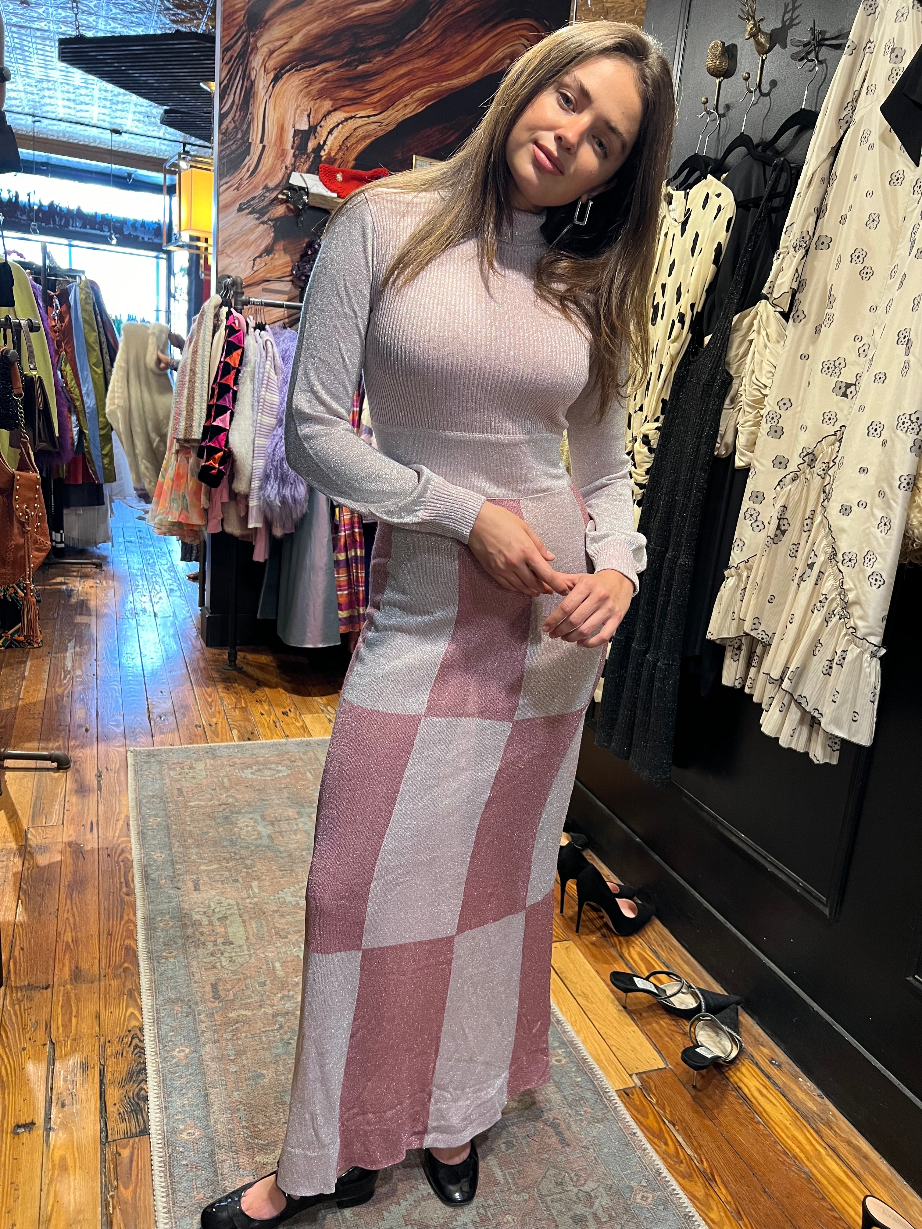 pink lorex maxi knit