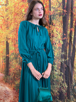 Teal slinky pleated dress